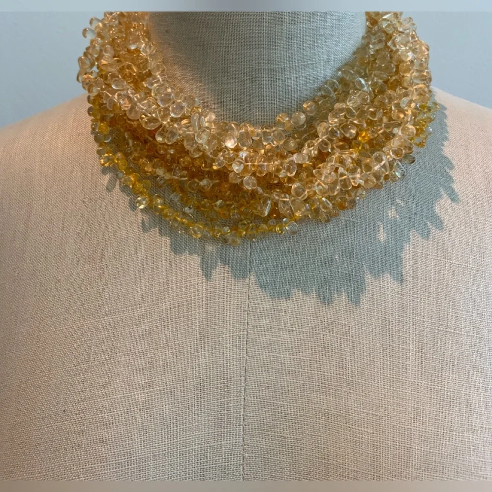 5 Strand Golden Citrine Necklace - Picture 5 of 5